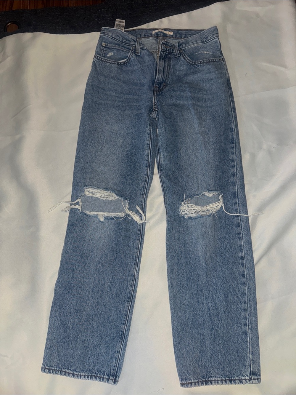 Levi's Light Blue Distressed Straight Leg Jeans